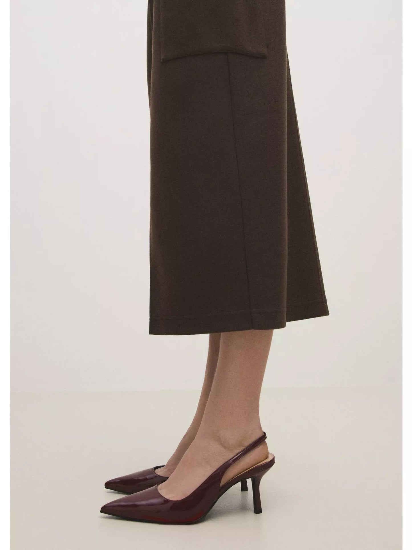 Pointed shoes with Mehroon patent leather effect