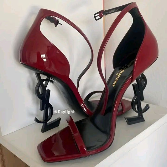Maroon YSL With - Black Heel Midnight Elegance